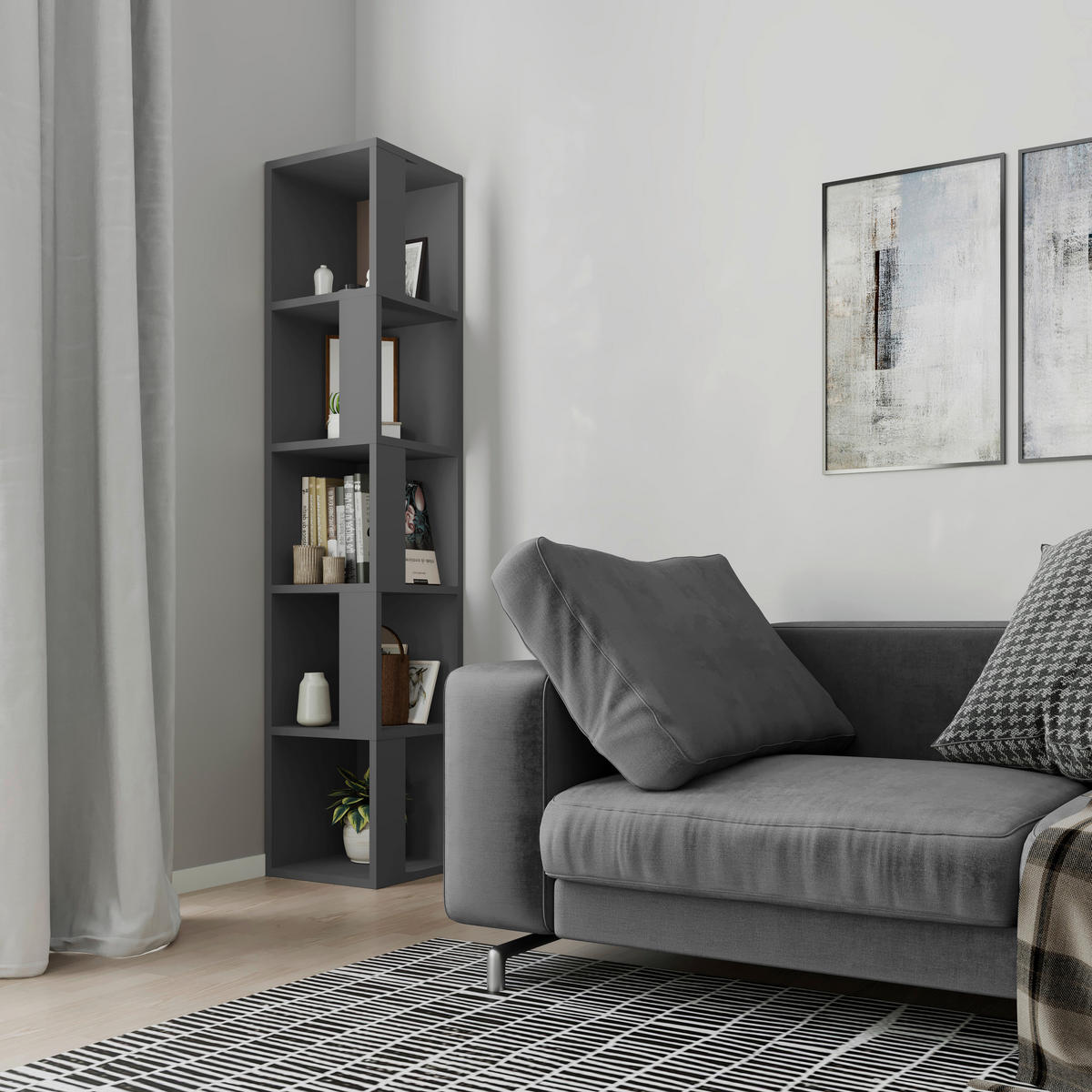 HÖRNHYLLA i 32/159/32 cm antracit  - antracit, Design, trämaterial (32/159/32cm) - Livetastic