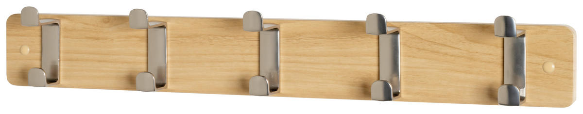 HAKENLEISTE  in Eichefarben, Edelstahlfarben  - Edelstahlfarben/Eichefarben, MODERN, Holzwerkstoff/Metall (55/7/6cm)