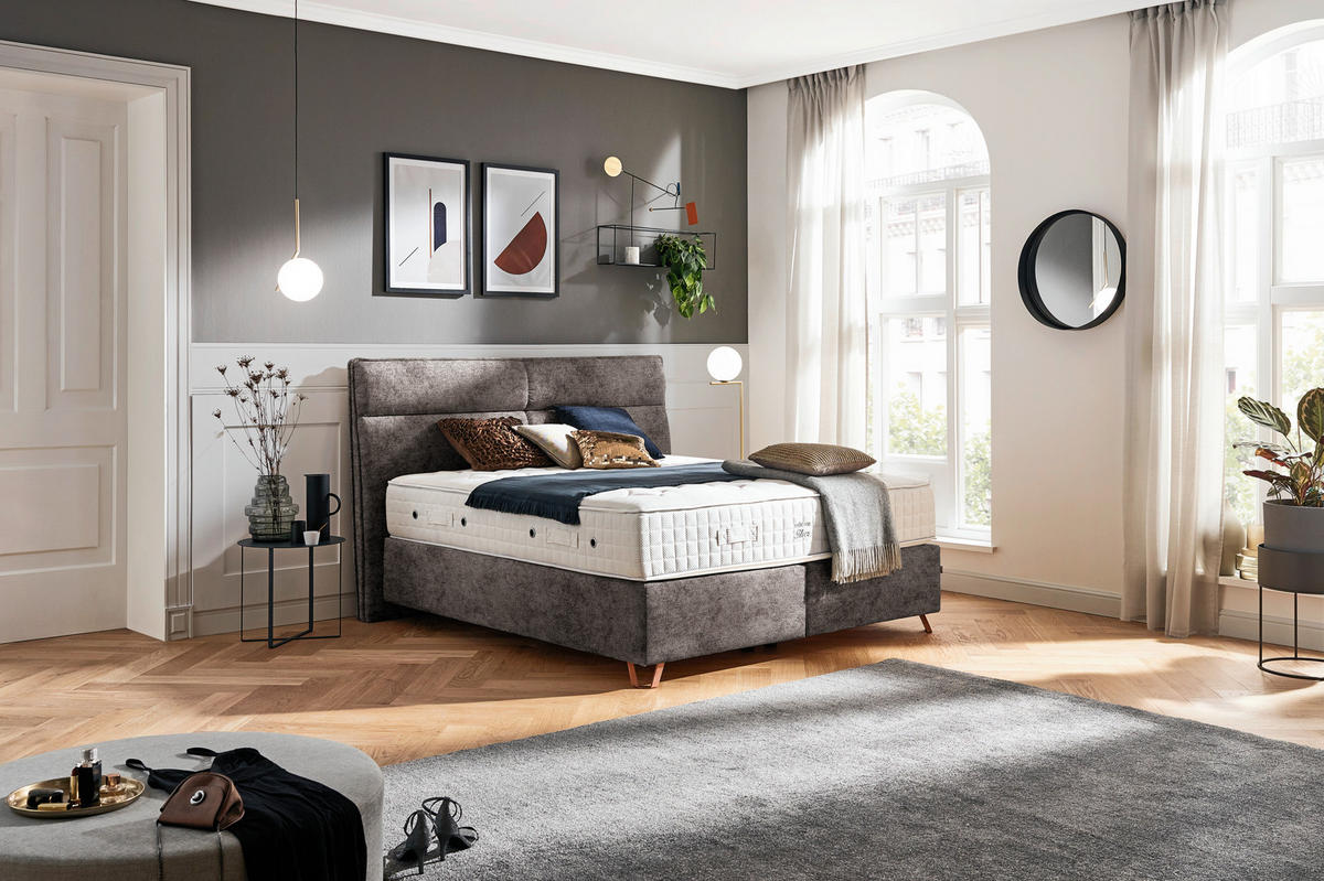 BOXSPRINGBETT 180/200 cm  in Braun  - Braun/Kupferfarben, KONVENTIONELL, Textil/Metall (180/200cm) - Ambiente