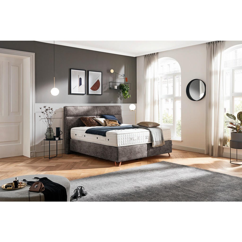 Thumbnail - Ambiente Boxspringbett, Braun, Textil, H2 + H3, 7-Zonen, Höhe ca. 31 cm, 180x200 cm, Über- und Sondergrößen erhältlich, ...