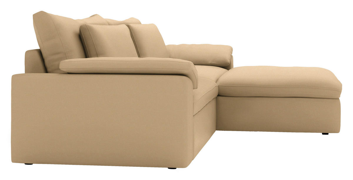 ECKSOFA  Chenille Beige  - Beige/Schwarz, Modern, Kunststoff/Textil (306/198cm) - Carryhome