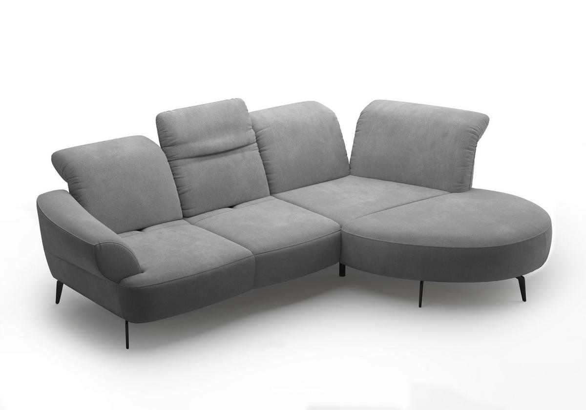 ECKSOFA in Flachgewebe Grau  - Schwarz/Grau, Modern, Textil/Metall (313/208cm) - Sit & More