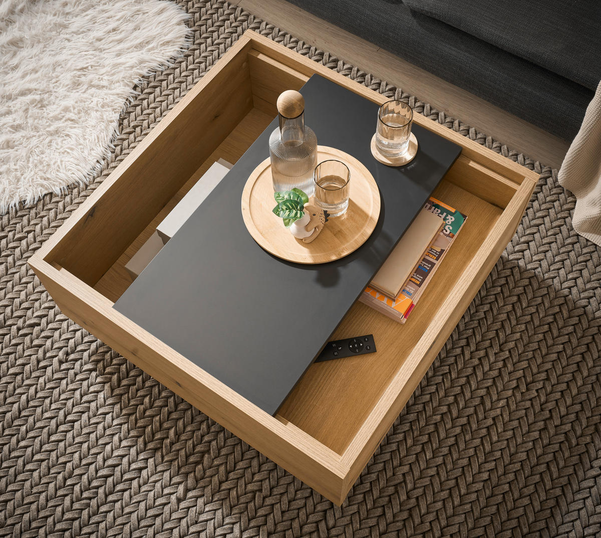 COUCHTISCH in Holzwerkstoff 76/35/75 cm  - Eichefarben/Graphitfarben, Design, Holzwerkstoff (76/35/75cm) - MID.YOU