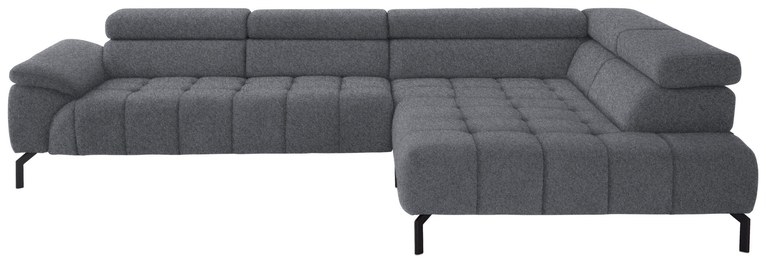 ECKSOFA in Chenille Grau  323/222 cm  - Schwarz/Grau, Design, Textil/Metall (323/222cm) - Beldomo Style