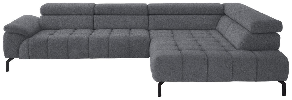 ECKSOFA in Chenille Grau  323/222 cm  - Schwarz/Grau, Design, Textil/Metall (323/222cm) - Beldomo Style