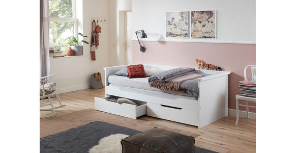 AUSZIEHBETT 90/180/200 cm in Weiß - Weiß, KONVENTIONELL, Holz/Holzwerkstoff (90/180/200cm) - Carryhome