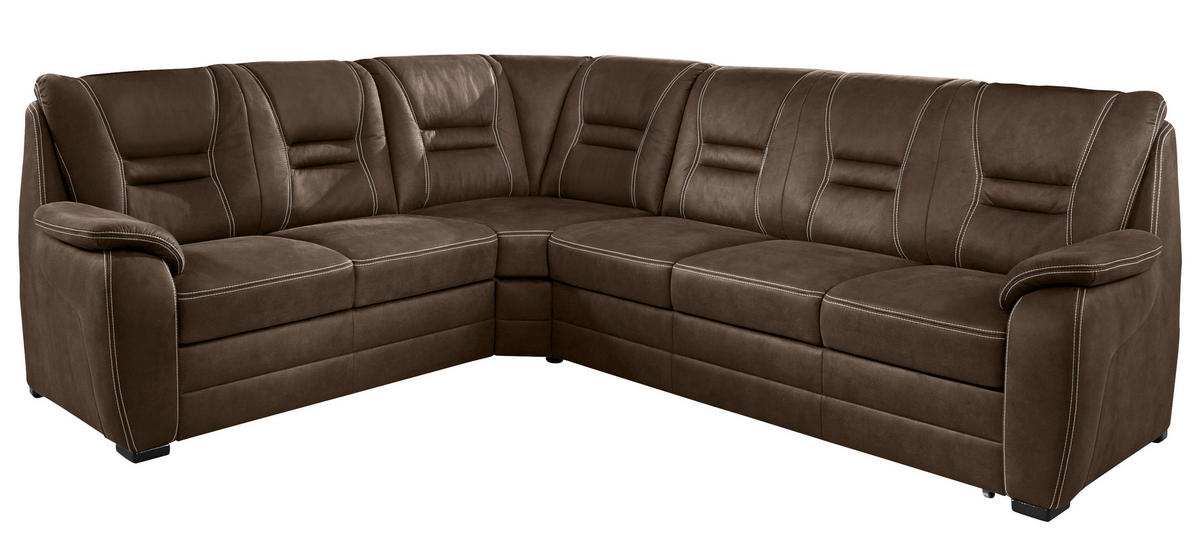 ECKSOFA Braun, Grau Lederlook  - Beige/Braun, KONVENTIONELL, Holz/Textil (234/286cm) - Beldomo Comfort