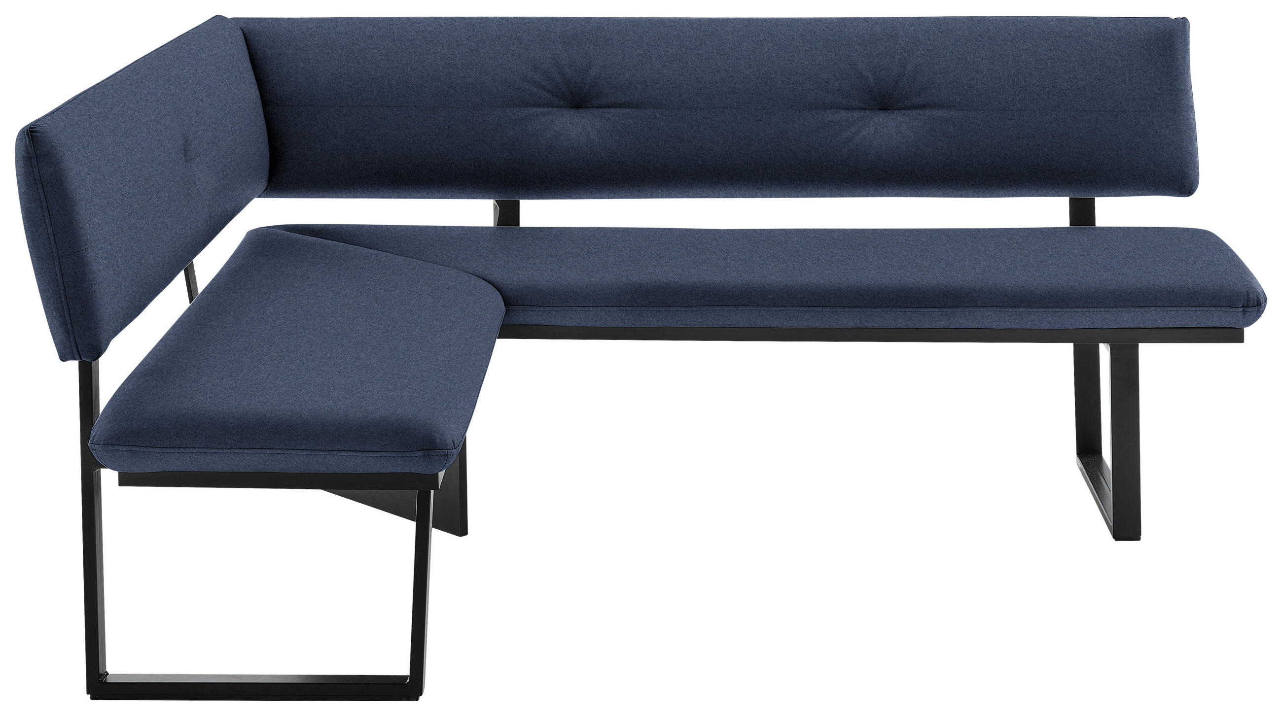 ECKBANK in Metall, Textil Schwarz, Dunkelblau  - Schwarz/Dunkelblau, Modern, Textil/Metall (150/190cm) - Cantus
