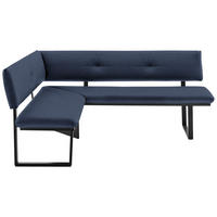 ECKBANK in Metall, Textil Schwarz, Dunkelblau  - Schwarz/Dunkelblau, Modern, Textil/Metall (140/180cm) - Cantus