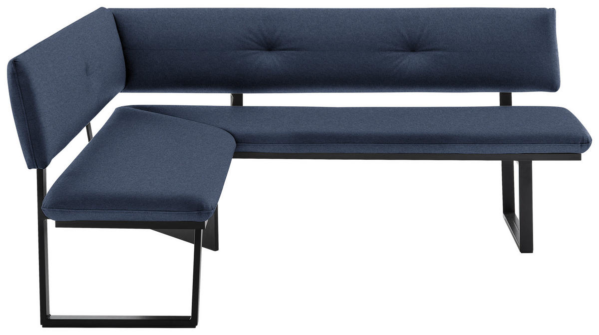 ECKBANK in Metall, Textil Schwarz, Dunkelblau  - Schwarz/Dunkelblau, Modern, Textil/Metall (140/180cm) - Cantus