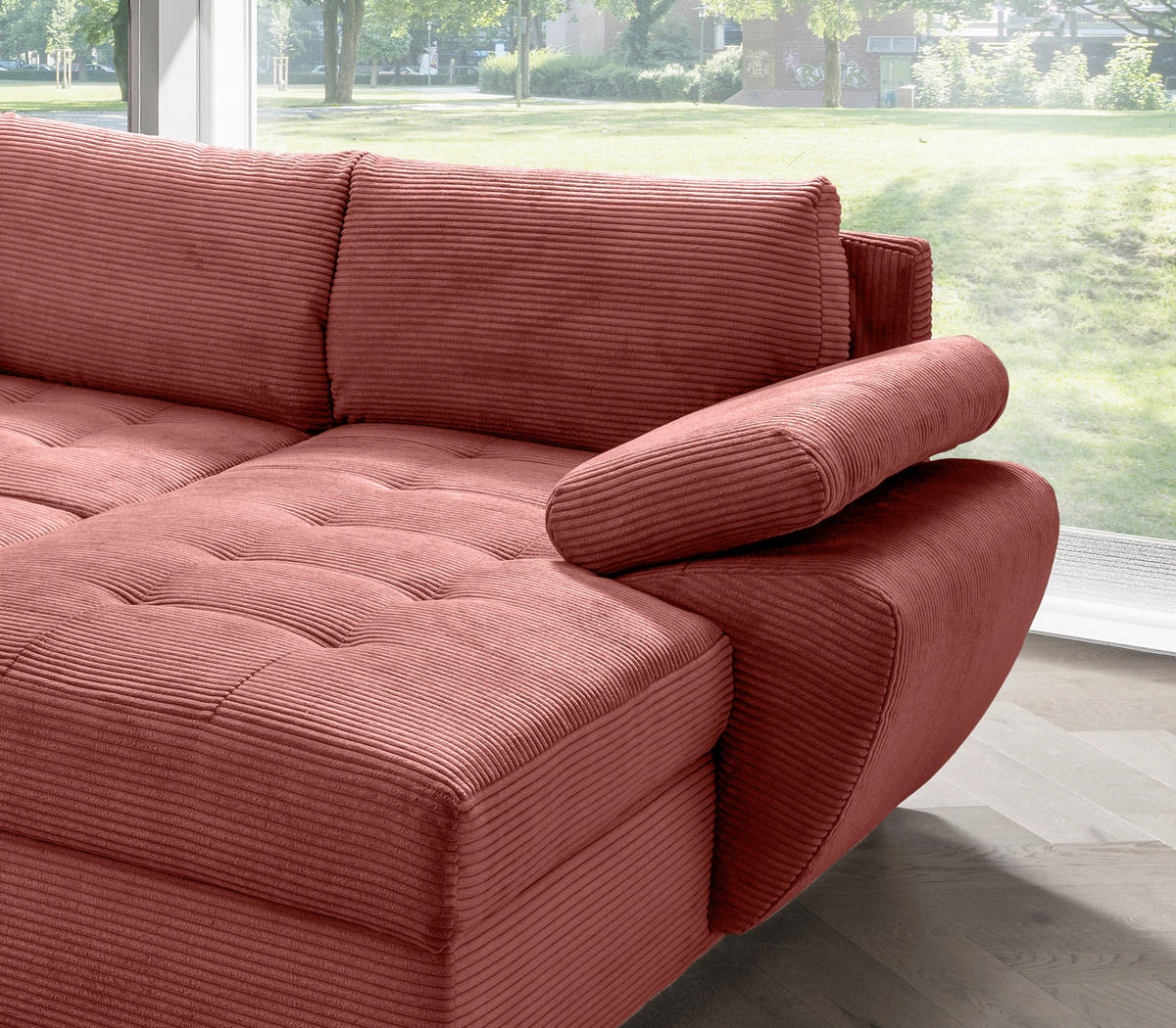 Wohnlandschaft tekstil  koralji   - koralji/boje kroma, Konvencionalno, tekstil/metal (219/305/157cm) - Livetastic