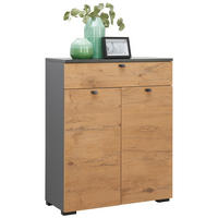 SCHUHSCHRANK Anthrazit, Eichefarben  - Eichefarben/Anthrazit, MODERN, Holzwerkstoff (80/100/34cm) - Moderano