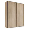 SCHWEBETÜRENSCHRANK  in Sonoma Eiche  - Graphitfarben/Sonoma Eiche, Design, Holzwerkstoff/Metall (200/222/68cm) - Moderano