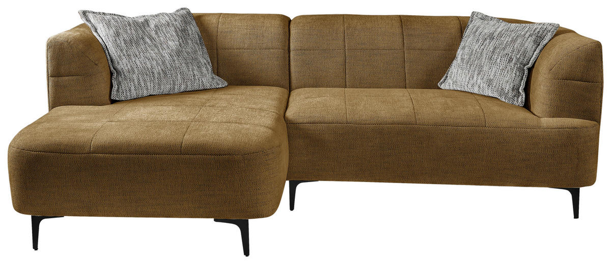 ECKSOFA in Struktur Goldfarben  - Goldfarben/Schwarz, Design, Textil/Metall (158/247cm) - MID.YOU