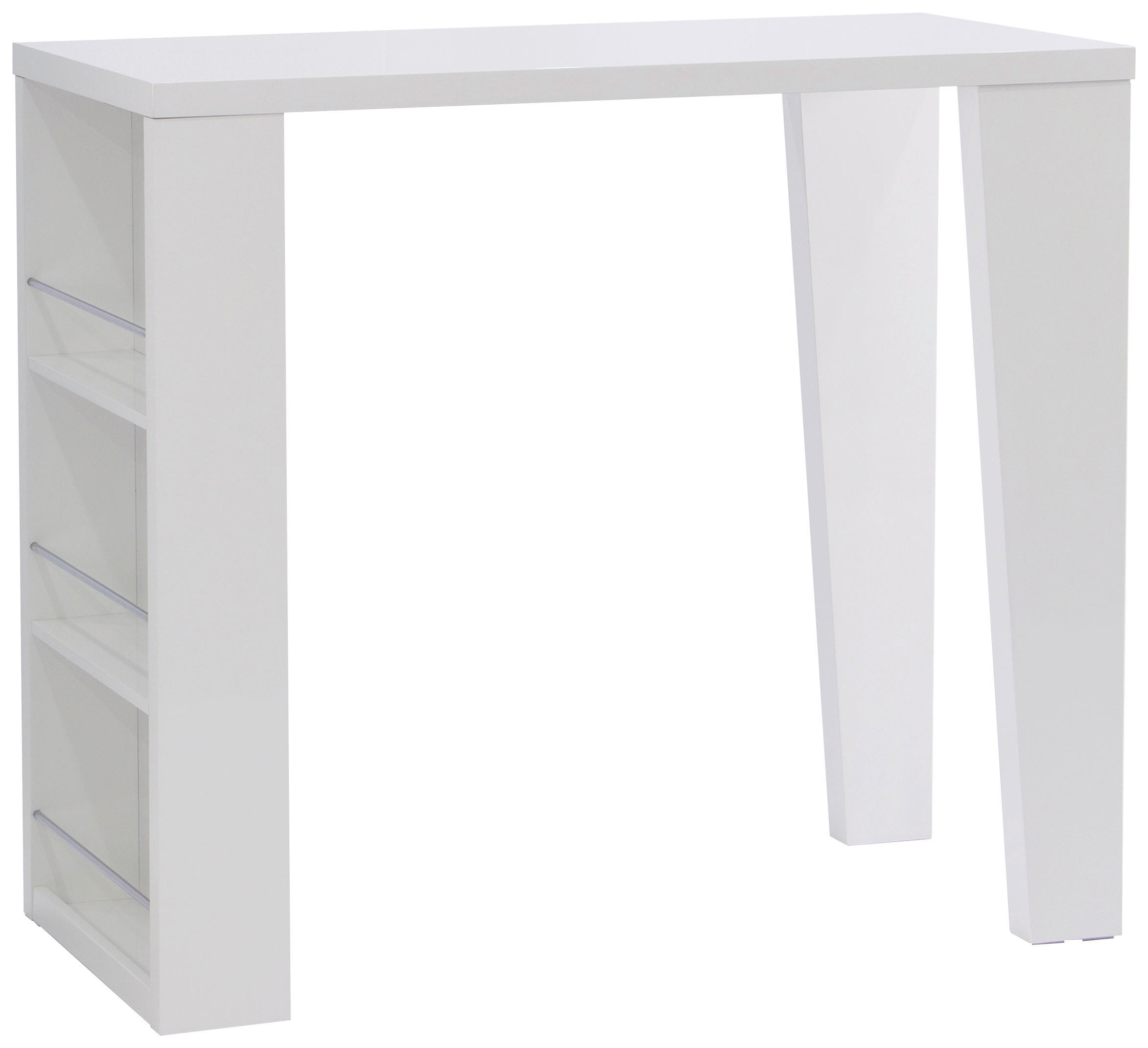 Bartisch Lyon 120x107x60 cm rechteckig Weiß Hochglanz  - Weiß Hochglanz, KONVENTIONELL, Holzwerkstoff/Metall (120/107/60cm)