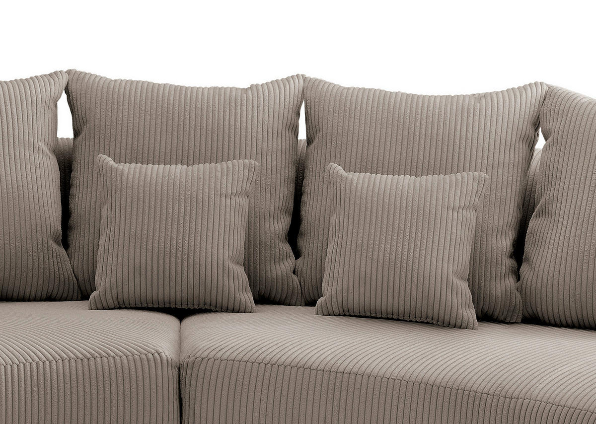 WOHNLANDSCHAFT Graubraun Cord  - Graubraun/Schwarz, Design, Kunststoff/Textil (160/300cm) - Livetastic
