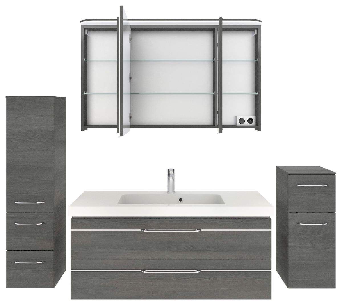 BADEZIMMER 5-teilig  in 183 cm  - Chromfarben/Graphitfarben, KONVENTIONELL, Glas/Holzwerkstoff (183cm) - Pelipal