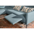 ECKSOFA in Flachgewebe, Struktur Hellblau  - Anthrazit/Hellblau, Design, Textil/Metall (230/254cm) - Ambiente