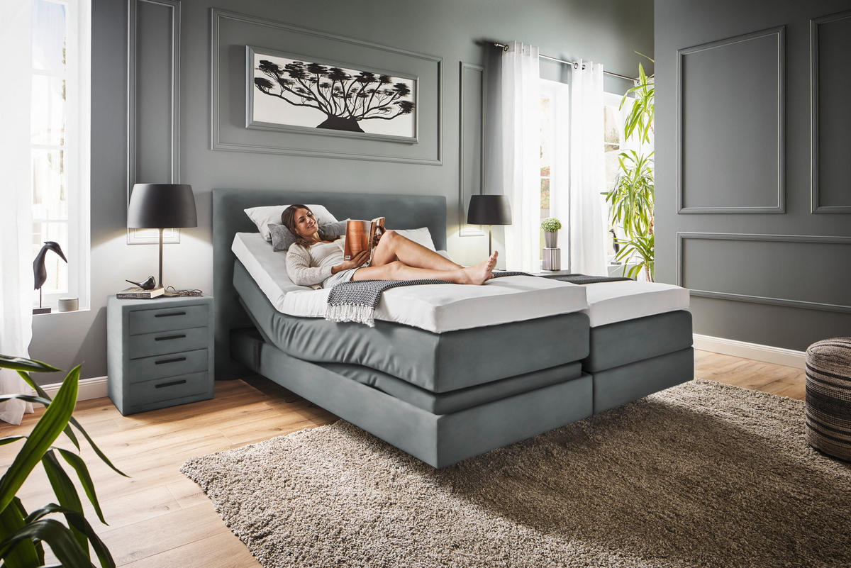 BOXSPRINGBETT 160/200 cm  in Anthrazit  - Anthrazit, Konventionell, Holz/Textil (160/200cm) - Dieter Knoll