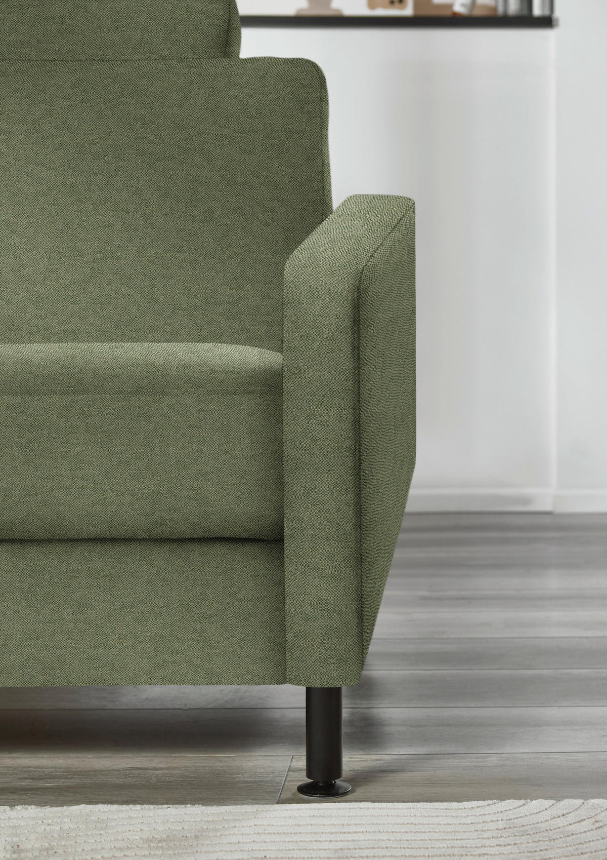 ECKSOFA  in Chenille, Flachgewebe Olivgrün  175/316 cm  - Schwarz/Olivgrün, Design, Textil/Metall (175/316cm) - Dieter Knoll