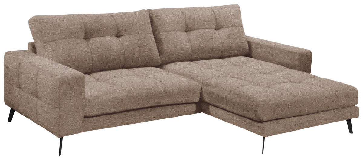 ECKSOFA ROCKPORT Taupe Webstoff  - Taupe/Schwarz, Basics, Textil/Metall (247/171cm) - Livetastic