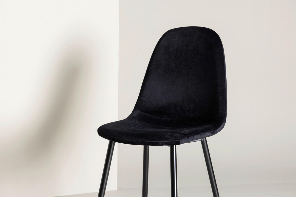 STOLSET 2 styck stål sammet  - svart, Design, metall/textil (44/88/53cm) - Livetastic