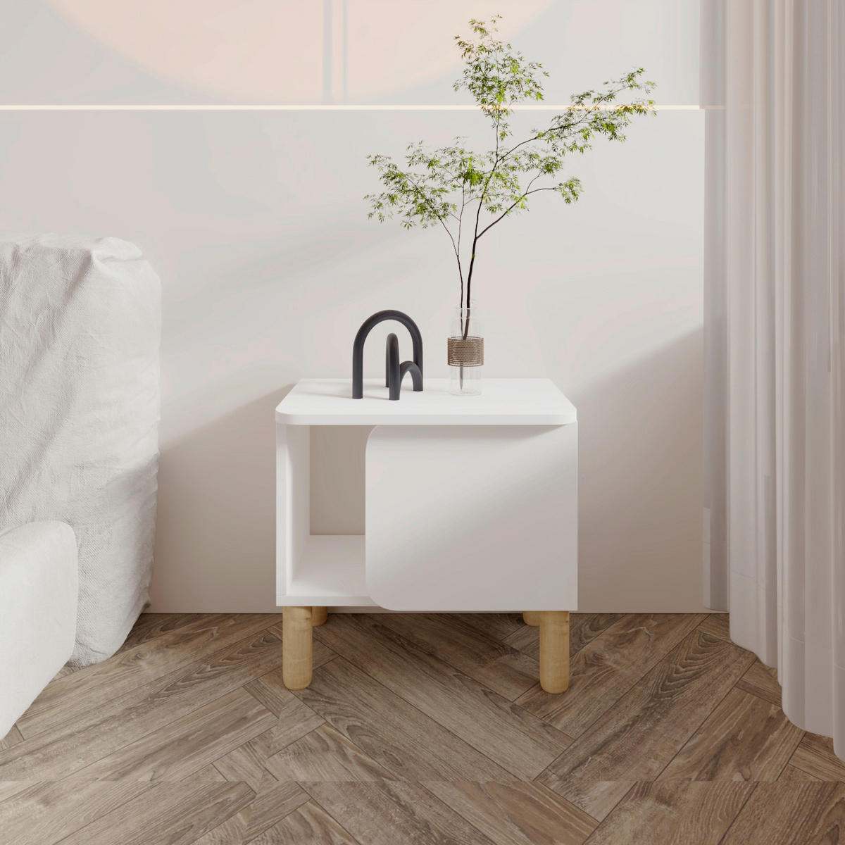 NACHTTISCH  - Weiß, Design, Holzwerkstoff (50/30/49cm) - Livetastic