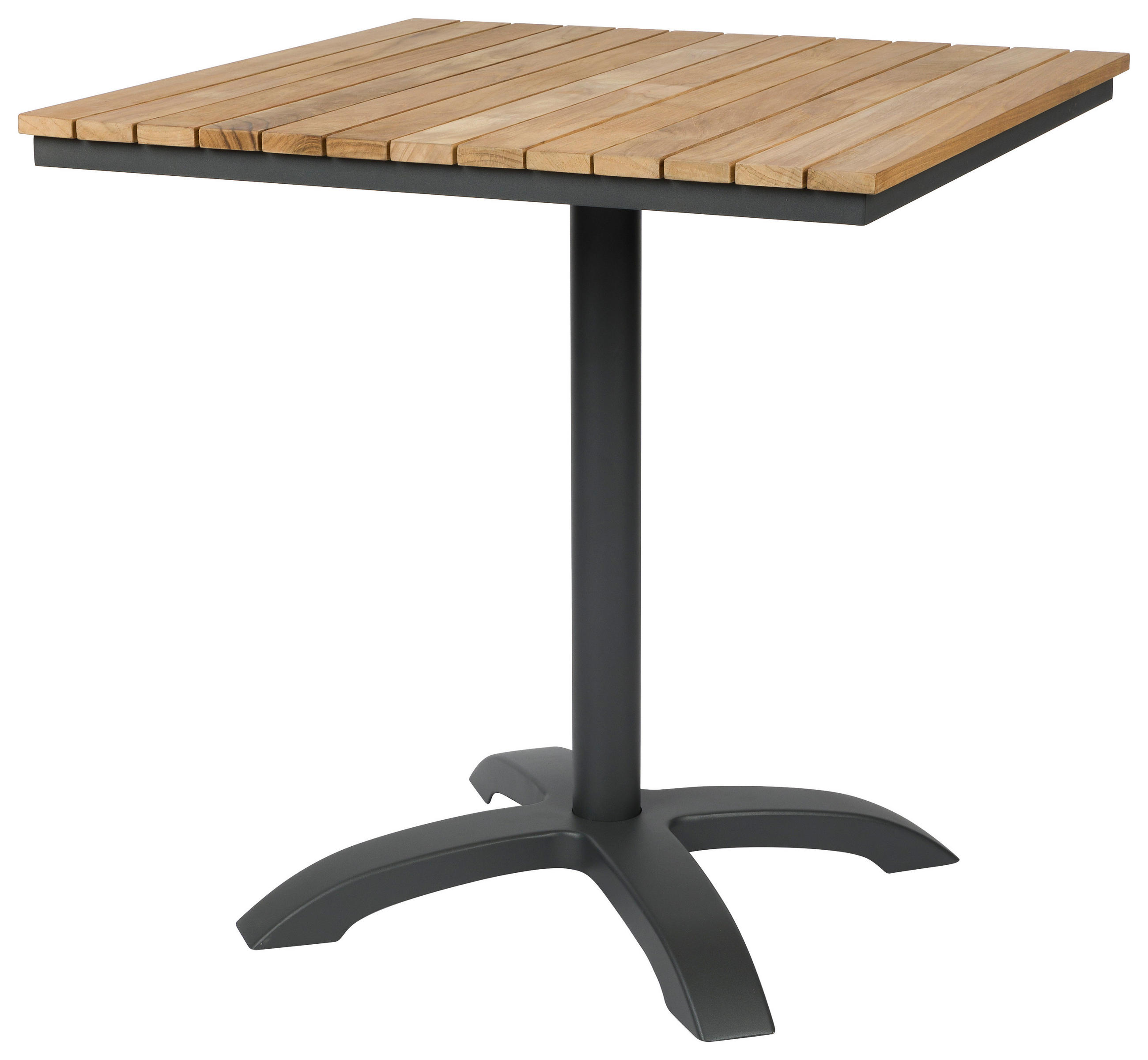 Thumbnail - Ambia Garden Bistrotisch, Anthrazit, Teak, Holz, Metall, Teakholz, massiv, quadratisch, Rundrohr, Sternfuß, 70x74x70 cm,...