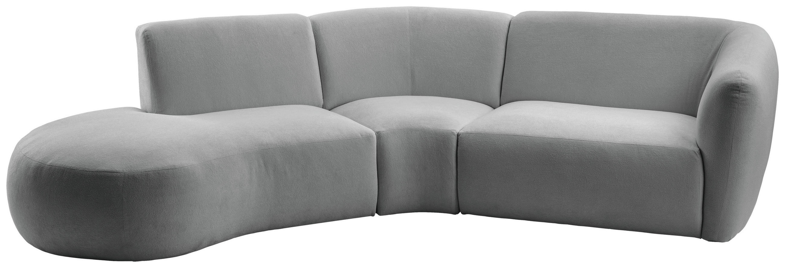 ECKSOFA Silberfarben Mikrofaser  - Silberfarben/Schwarz, MODERN, Kunststoff/Textil (182/276cm) - Livetastic