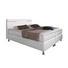 BOXSPRINGBETT Lederlook 180/200 cm INKL. Beleuchtung, Matratze, Topper - Chromfarben/Weiß, Design, Textil/Metall (180/200cm) - Carryhome