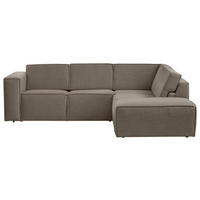 ECKSOFA DICE Grau, Taupe Struktur  - Taupe/Schwarz, MODERN, Kunststoff/Textil (275/220cm) - Trendmanufaktur