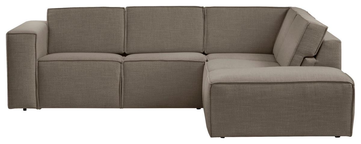 ECKSOFA DICE Grau, Taupe Struktur  - Taupe/Schwarz, MODERN, Kunststoff/Textil (275/220cm) - Trendmanufaktur