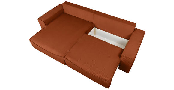 ECKSOFA Rostfarben Cord  - Rostfarben/Schwarz, KONVENTIONELL, Kunststoff/Textil (148/265cm) - Carryhome