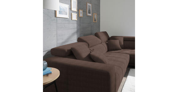 ECKSOFA in Mikrofaser Braun  - Chromfarben/Braun, Design, Textil/Metall (301/207cm) - Xora