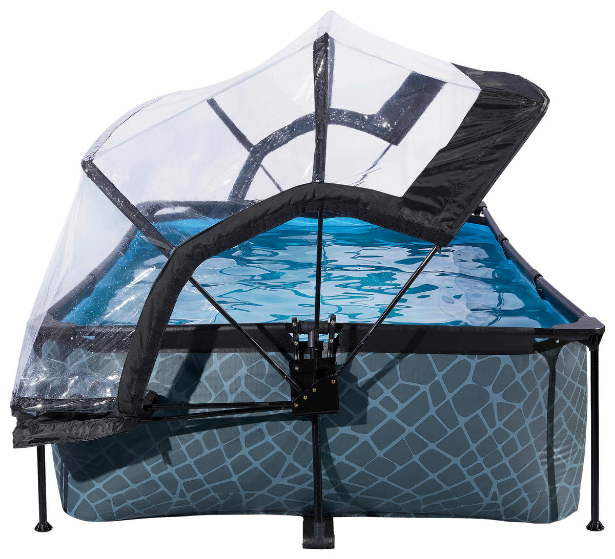 POOL-SET STONE 220/150/65 cm  - Grau, KONVENTIONELL, Metall (220/150/65cm) - EXIT Toys