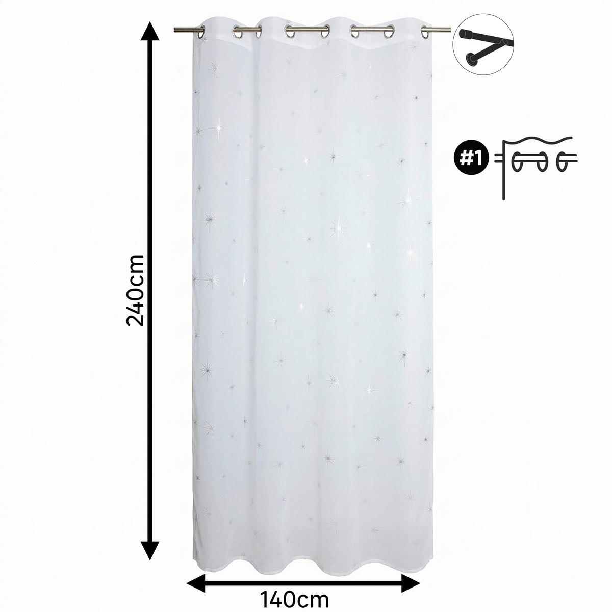 FERTIGVORHANG transparent  - Weiß, Basics, Textil (140/240cm)