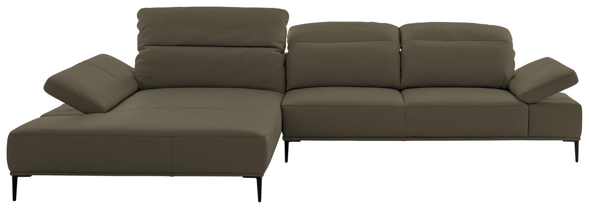 ECKSOFA  in Echtleder Braun  206/322 cm  - Schwarz/Braun, MODERN, Leder/Metall (206/322cm) - Chilliano