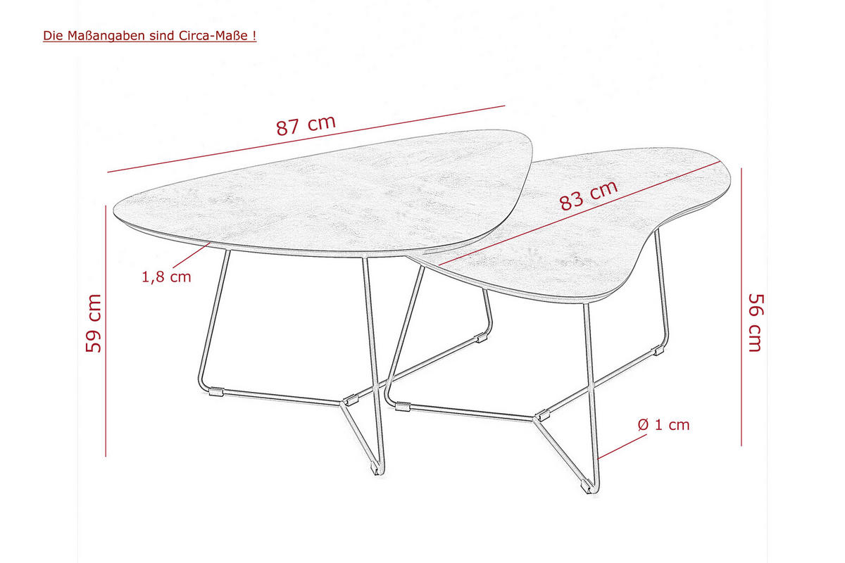COUCHTISCH 59/87/43 cm wellenförmig Kaschmir  - Kaschmir/Schwarz, Design, Holzwerkstoff/Metall (59/87/43cm) - Livetastic