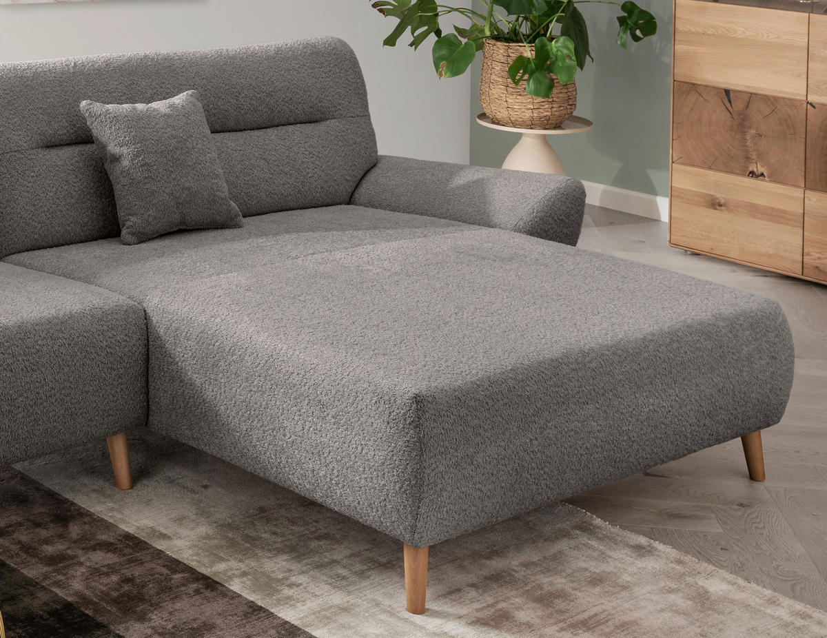 ECKSOFA Anthrazit Bouclé  - Wildeiche/Anthrazit, KONVENTIONELL, Holz/Textil (290cm) - MID.YOU