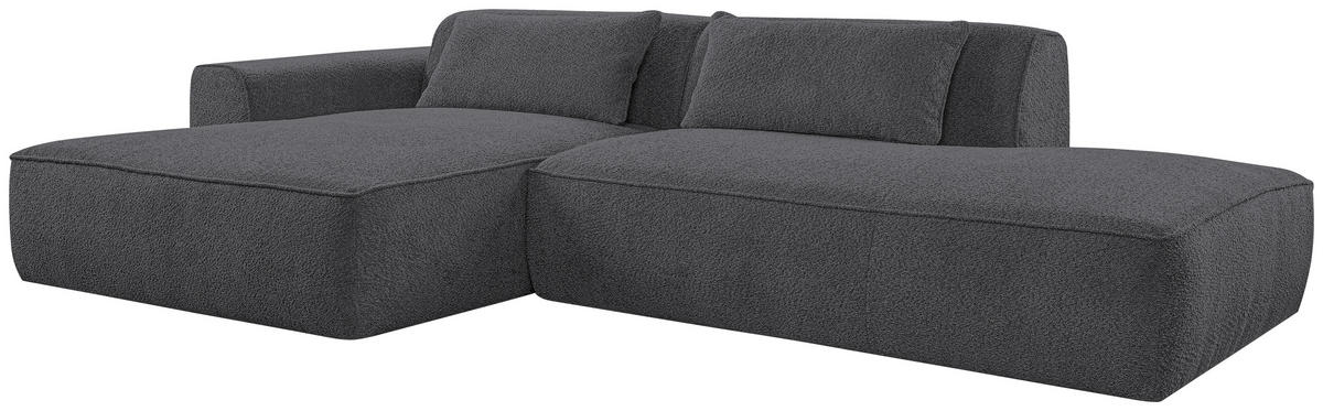 ECKSOFA Cord Graphitfarben  - Graphitfarben/Schwarz, Konventionell, Holzwerkstoff/Kunststoff (294/165cm) - Livetastic