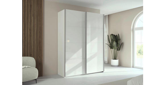 SCHWEBETÜRENSCHRANK 162/236/68 cm 2-türig Weiß  - Alufarben/Weiß, Basics, Glas/Holzwerkstoff (162/236/68cm) - Novel