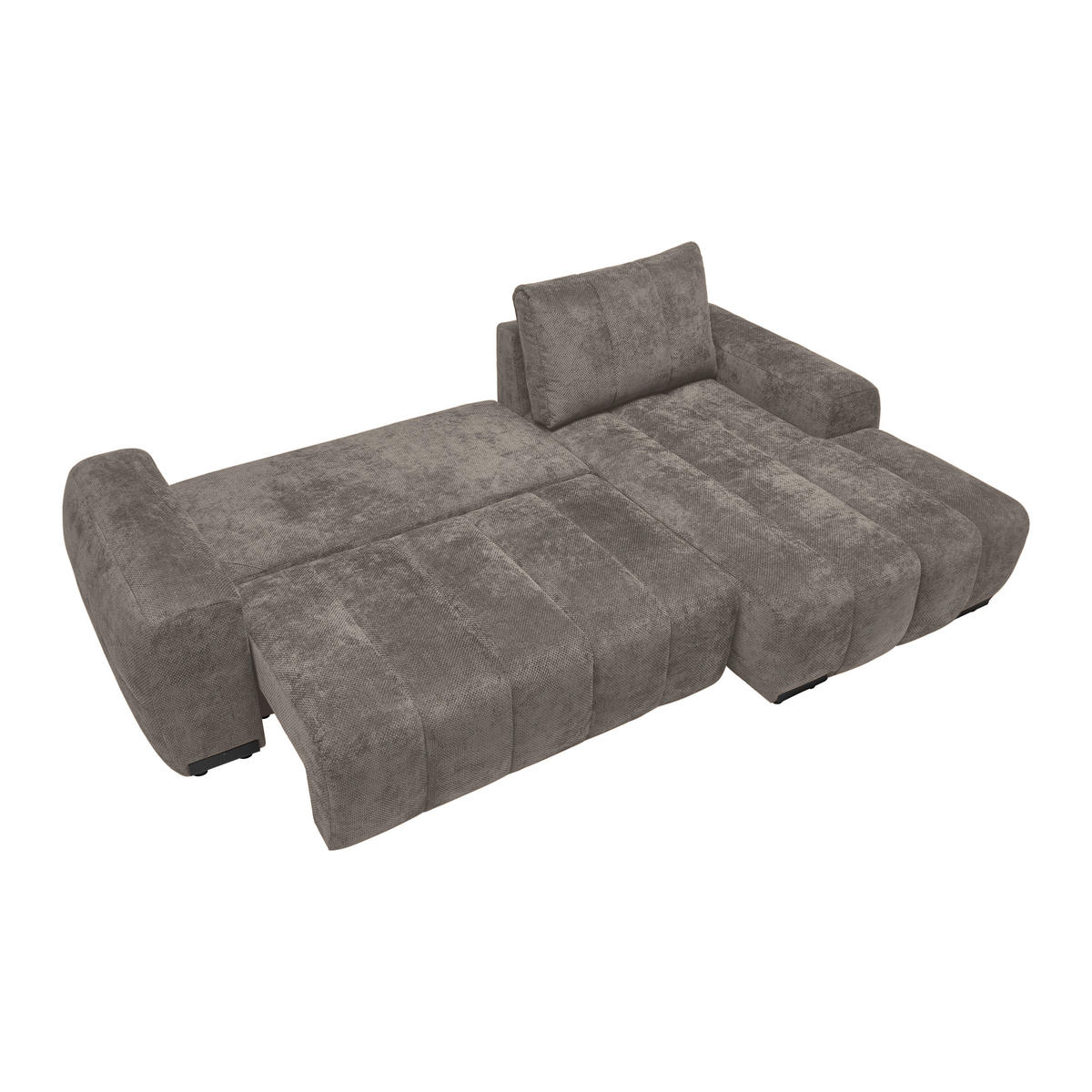 ECKSOFA Flachgewebe Graubraun  - Schwarz Hochglanz/Graubraun, Modern, Textil/Metall (273/93/166cm) - MID.YOU
