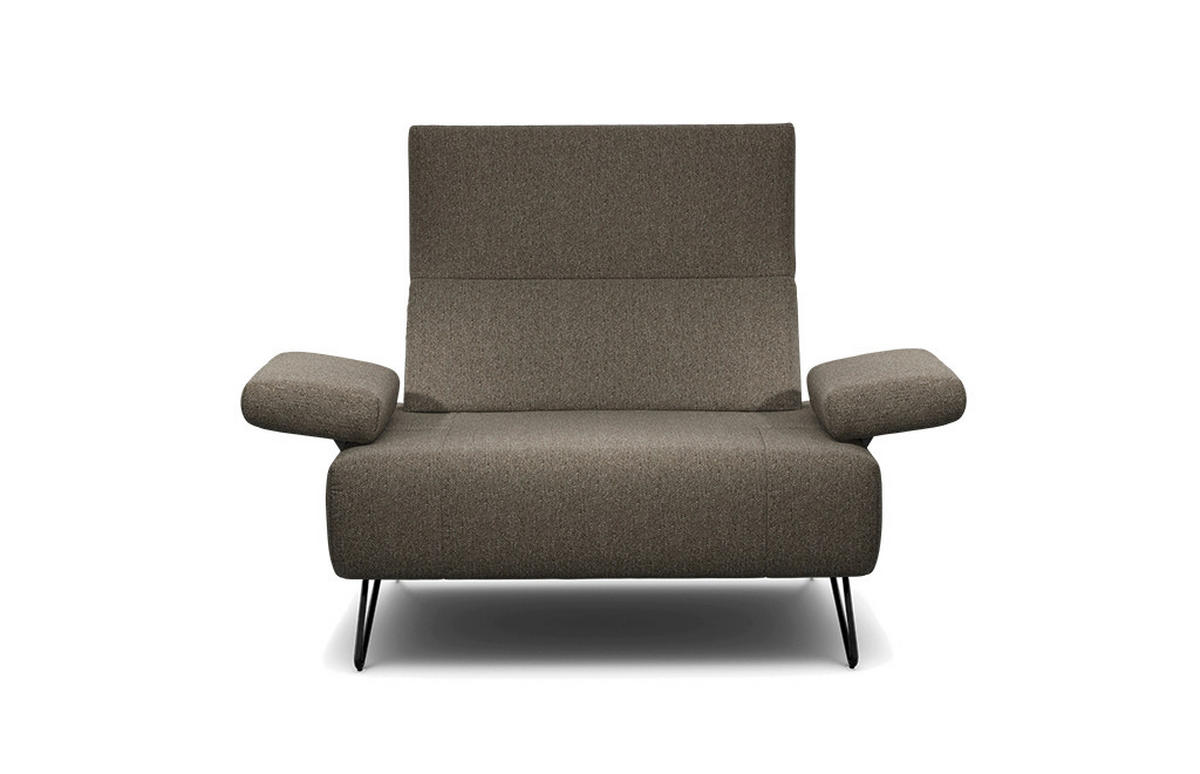 SESSEL Chenille Braun    - Schwarz/Braun, Design, Textil/Metall (114-142/85/86-94cm) - SENSOO