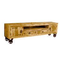 LOWBOARD  200/55/40 cm 2 Schublade(n)  - Schwarz/Naturfarben, Design, Holz/Metall (200/55/40cm) - MID.YOU