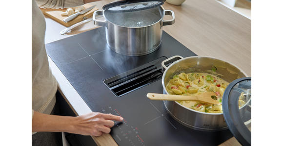 KOCHFELD-DUNSTABZUG-KOMBI DKEX8050IM  - Schwarz, Basics, Glas/Metall (80/23/51cm) - Dieter Knoll