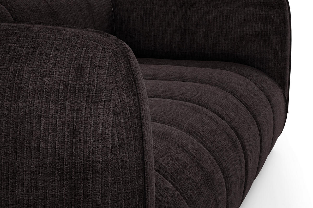 SOFA in Struktur Braun  - Schwarz/Braun, Design, Holz/Textil (240/80/95cm) - MID.YOU