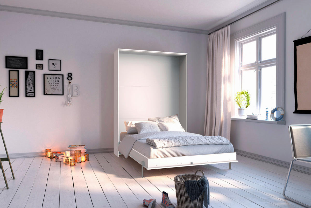 SCHRANKBETT 120/200 cm,  in Weiß, Lattenrost inkl.  - Weiß, KONVENTIONELL, Holz/Metall (120/200cm) - MID.YOU