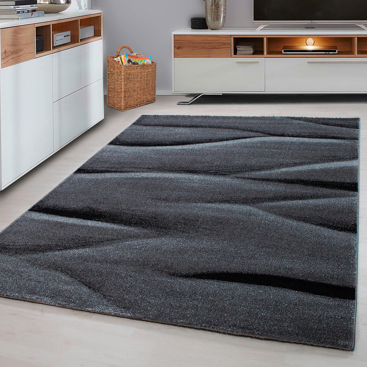 WEBTEPPICH 140/200 cm Lucca Schwarz  - Schwarz, Trend, Textil (140/200cm) - Novel