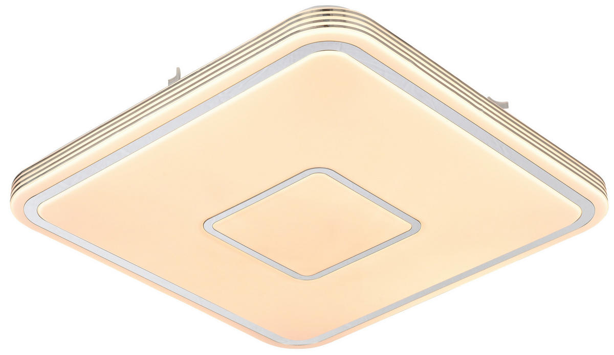 LED-DECKENLEUCHTE 43/43/6,5 cm   - Chromfarben/Weiß, LIFESTYLE, Kunststoff/Metall (43/43/6,5cm) - Novel