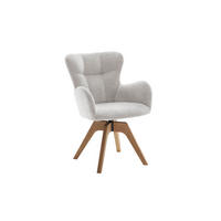 ARMLEHNSTUHL  Sitzfläche 360° drehbar Bouclé  - Wildeiche/Weiss, Modern, Holz/Textil (66/89/63cm) - MID.YOU